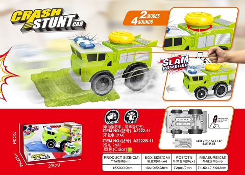 Beat and pressure collision jumping electric fire truck with the barrier plate