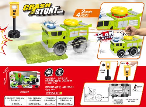 Beat and pressure collision jumping electric fire engine set (with camera + barrier plate)