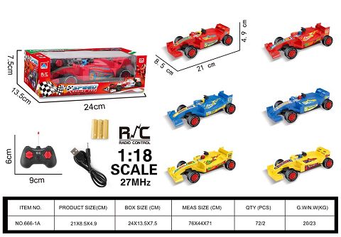 1:18 electric four-way equation car