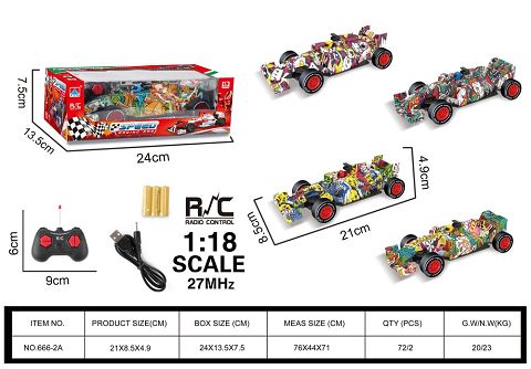 1:18 Pack electric four-way doodle equation car