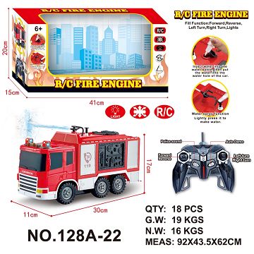Six remote-controlled fire engines