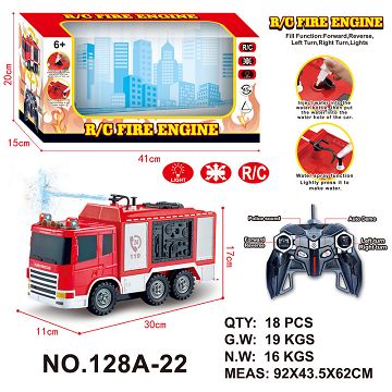 Six remote-controlled fire engines