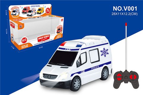 Four-way remote control police car with 2 headlights