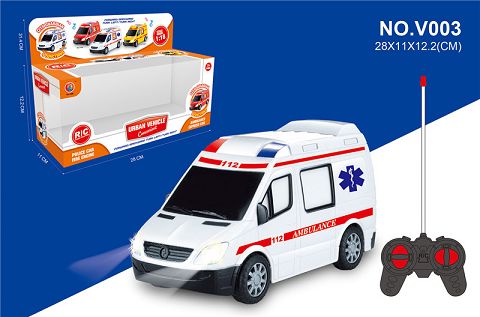 Four-way remote control ambulance with 2 headlights