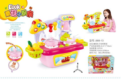 FASHION CARTOON MUSHROOM DINING TABLE SET WITH SOUND, LIGHTING (NOT PACKAGED) 3 CAPSULES OF 1.5V AA/3 GRANULES AG13