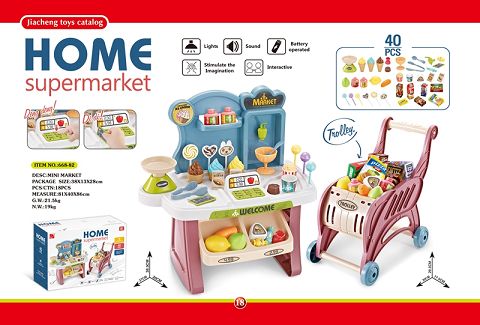 Mini multi - functional supermarket stand + shopping cart