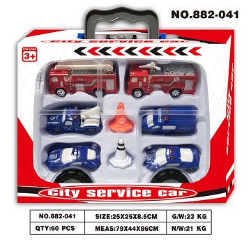 Receiving car (with taxi police car + fire engine)