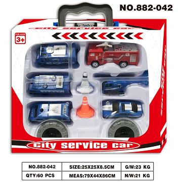 Receiving car (with taxi police car + fire engine)