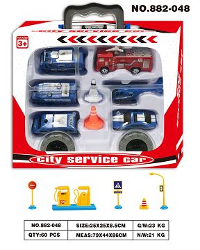 Receiving car (with taxi police car + fire + sign)