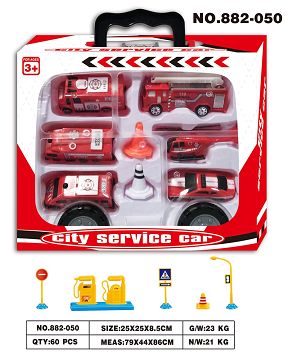 Receiving vehicle (with taxi fire engine + road sign)