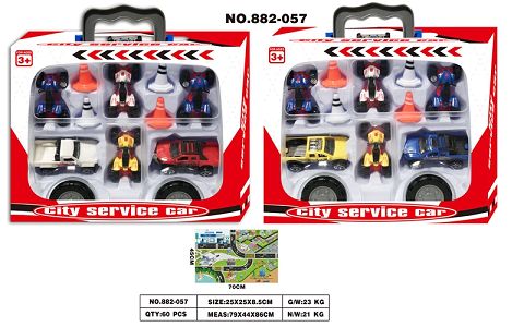 Receiving car with taxi pickup truck + motorcycle + map)