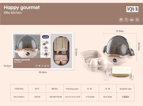 Egg-steaming machine set - Lighting and sound - Electric rotation -2AA- no electricity