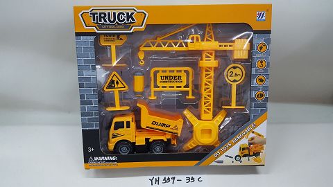 Diy dump truck inertia disassembly simulation engineering truck with crane set