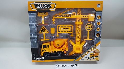 Diy mixing vehicle inertial disassembly simulation engineering vehicle with crane tower set