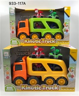 Inertial cartoon tow truck with 4 dog patrol
