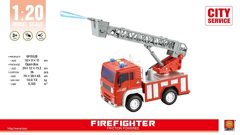 1:20 inertia fire truck (three keys with light music, water spraying function)