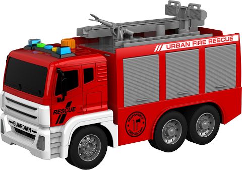 1:14 fire engines (sound and light; water spraying)