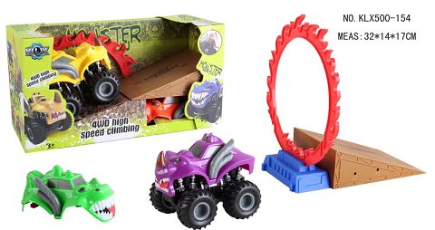 Four-drive inertial monster off-road vehicle (1 car with 1 car shell + fire ring platform)