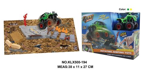 Four-drive inertial off-road vehicle spinning wheel field