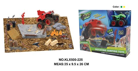 Four-drive inertial off-road vehicle spinning wheel field