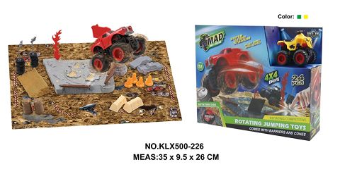 Four-drive inertial off-road vehicle spinning wheel field