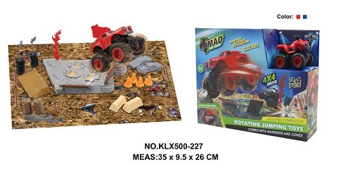 Four-drive inertial off-road vehicle spinning wheel field