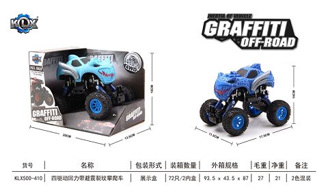 Four-drive climbing car with shock absorbent crack