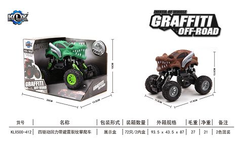 Four-drive climbing car with shock absorbent crack