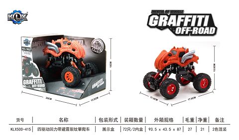 Four-drive climbing car with shock absorbent crack