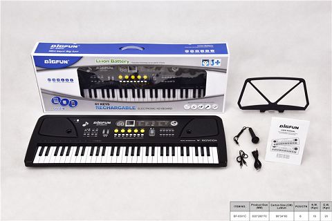 61键电子琴带麦克风/音频线/USB电源线/说明书/琴谱架