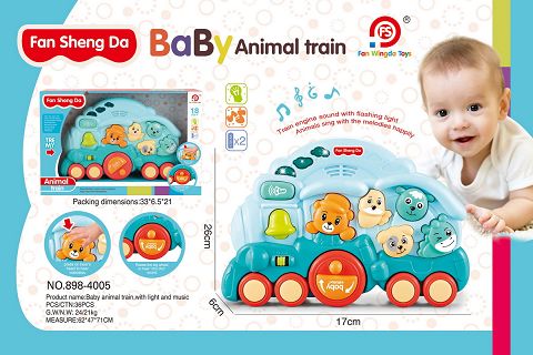 Baby animal train lights music blue