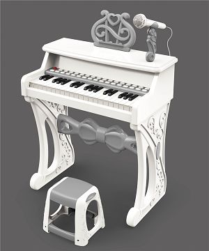 37 keys, manual, music stand, microphone, adapter