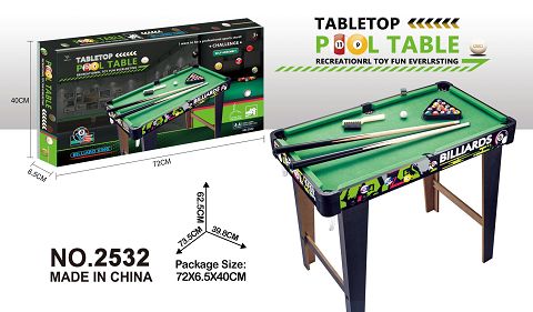 Graffitied wooden billiard table with feet