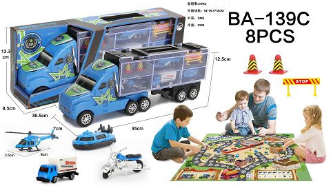 14 inch police container truck with tow truck