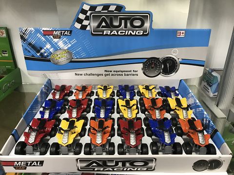 滑行合金沙滩摩托车，4色混装一展示盒18只