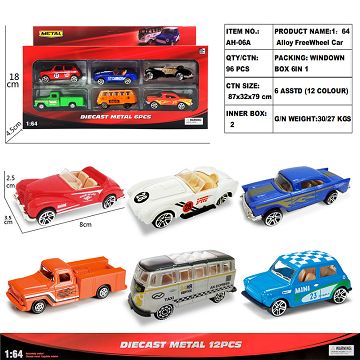 1：64滑行合金车 6只