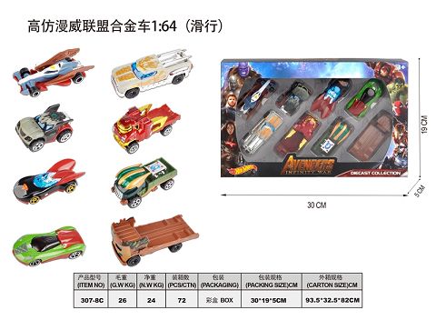 高仿漫威联盟合金车1：64（滑行）
