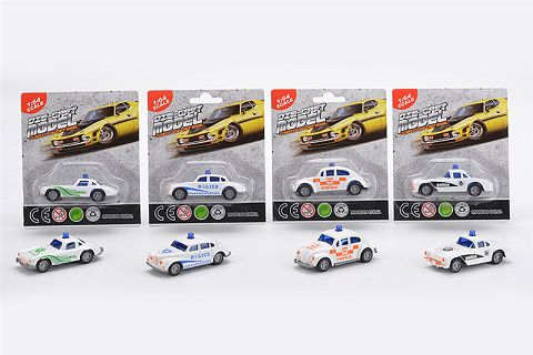 1:64 滑行 合金老爷车警车单只庄