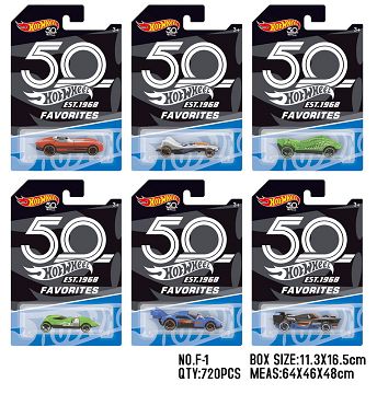 Hot wheels 50th anniversary single suction plate alloy small sports car [6 mixed]