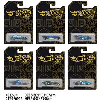 风火轮50周年庆单只吸板合金小跑车【6款混装】