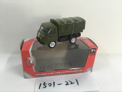 1:43，1只开窗展示盒俄罗斯篷车回力合金车（军绿色）