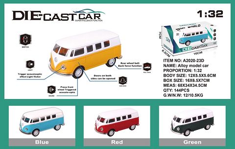 Simulated alloy car two open - door bus old car