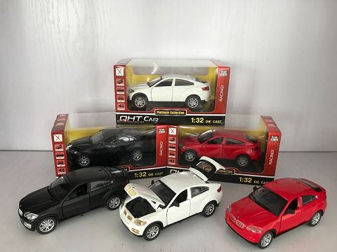 1:28宝马X6合金回力跑车,4开门（开窗盒支架,1款3色混装）