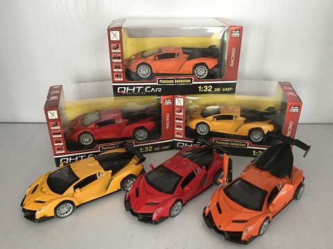 1:28兰博基尼毒药合金回力跑车,3开门，开门声光3音效（开窗盒支架,1款3色混装）