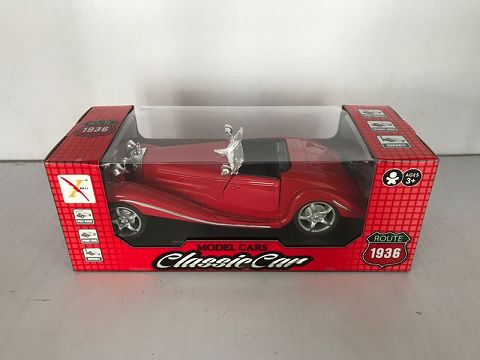 1:24奔驰1936年K540合金回力跑车,2开门，开门声光3音效（开窗盒,1款3色混装）