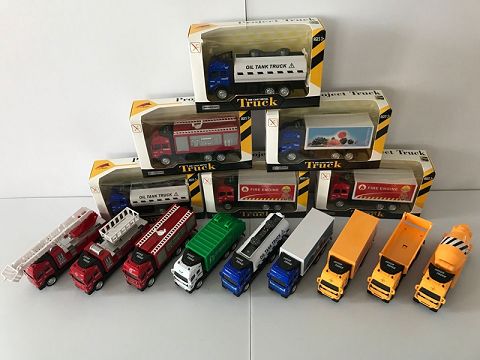 14款工程车合金回力车（开窗盒,混装）