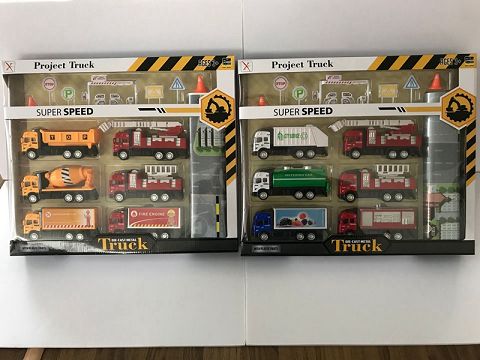 14 types of engineering vehicles: alloy recovery vehicles (window box,6 types of vehicles + road nameplate + fuel station)