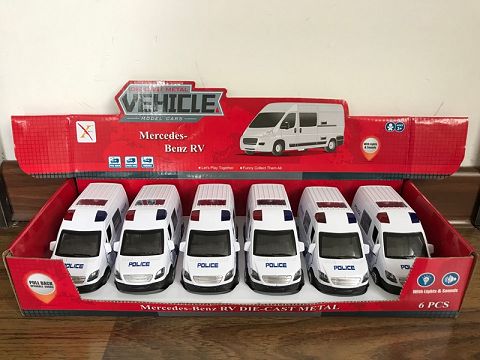 1:32 mercedes-benz rv alloy recovery police car, 4 doors, (6 only in a display box, 1 style and 1 color mixed)
