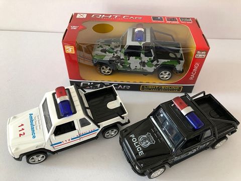1:32奔驰G63合金回力警车,2开门，前内灯带声光（开窗盒,1款各1色混装）