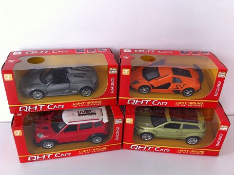 1:32 BMW mini cool bar, porsche 918. Lamborghini bat, land rover aurora alloy return sports car, door open, sound and light in front light (window box, four different color mixed)